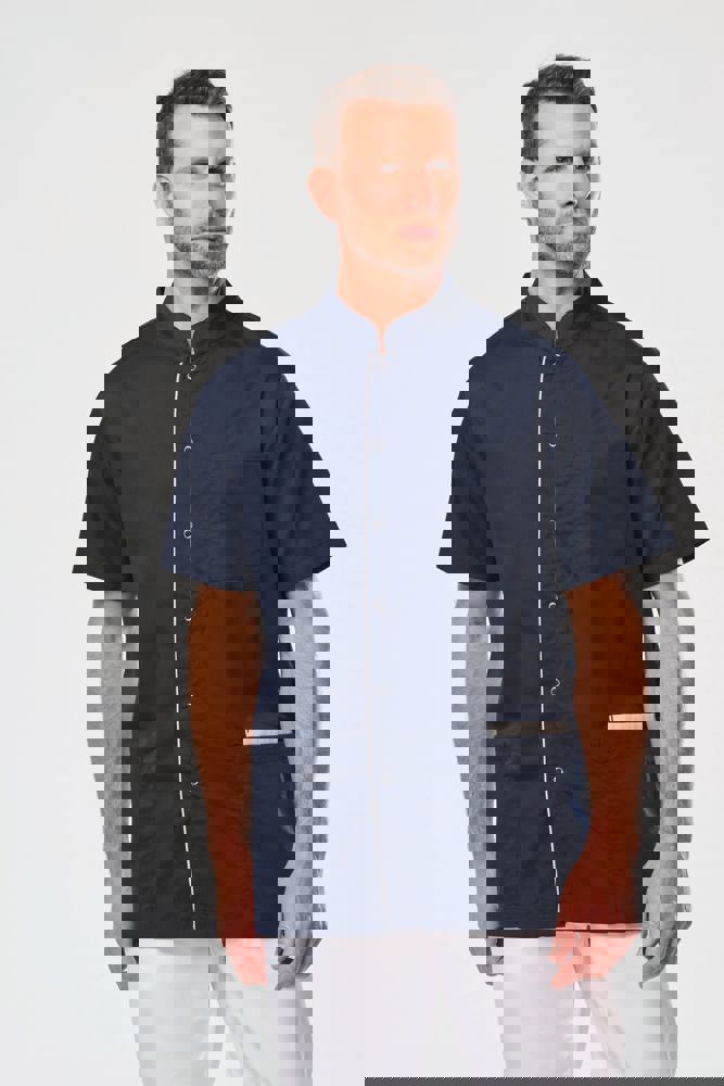 WK505 - Herenoverhemd in polykatoen met drukknopen