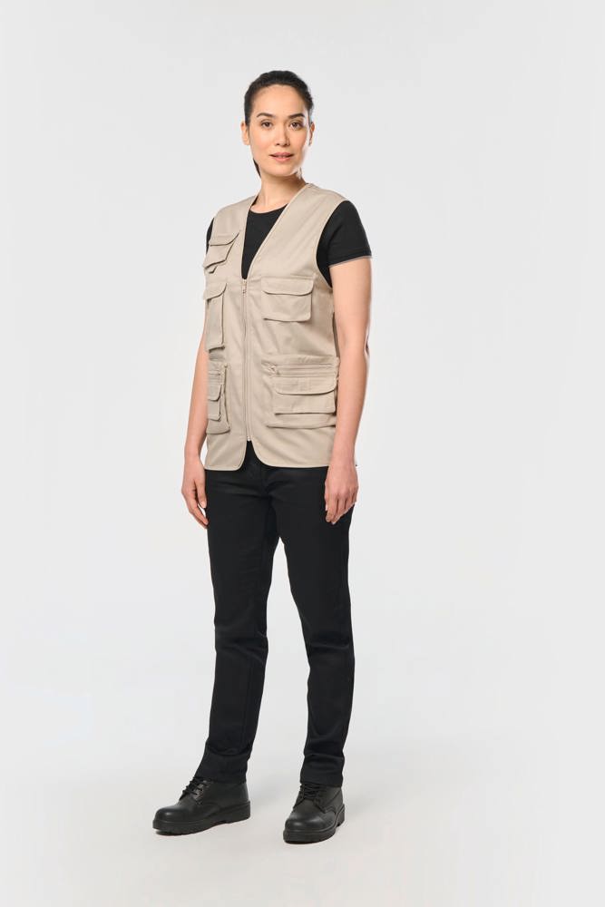 WK609 - Gevoerde unisex bodywarmer van polykatoen multizakken