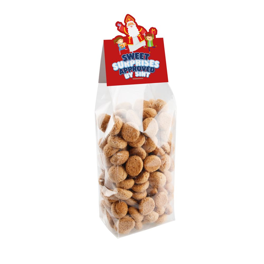 Blokzakje met kopkaartje in eigen vorm en 150 gram snoep