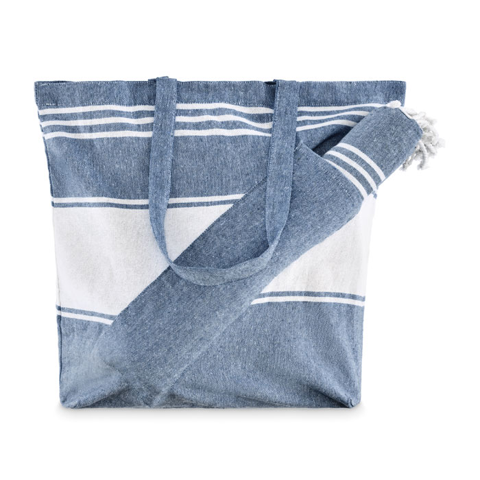 HUMMUM - Strandtas met hamamdoek - Blauw