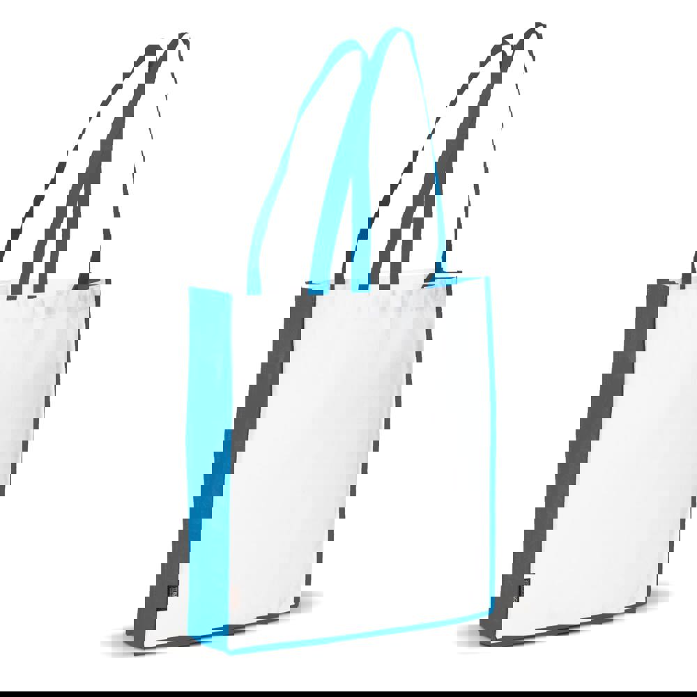 Schoudertas non-woven 75g/m² - Wit / Blauw