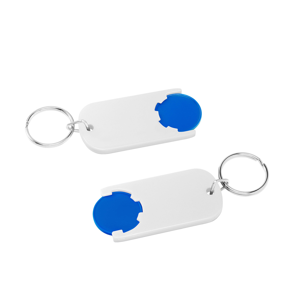 Chiphouder met winkelwagenmuntje 1€ "Alpha" - blauw/wit