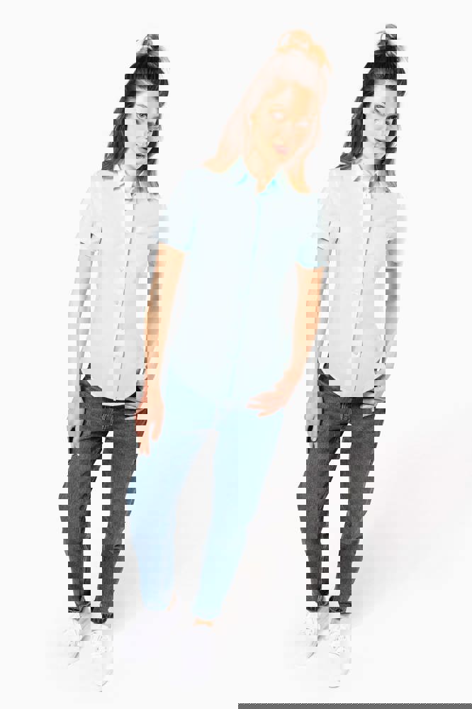 K548C - Overhemd in onderhoudsvriendelijk polykatoen-popeline korte mouwen dames