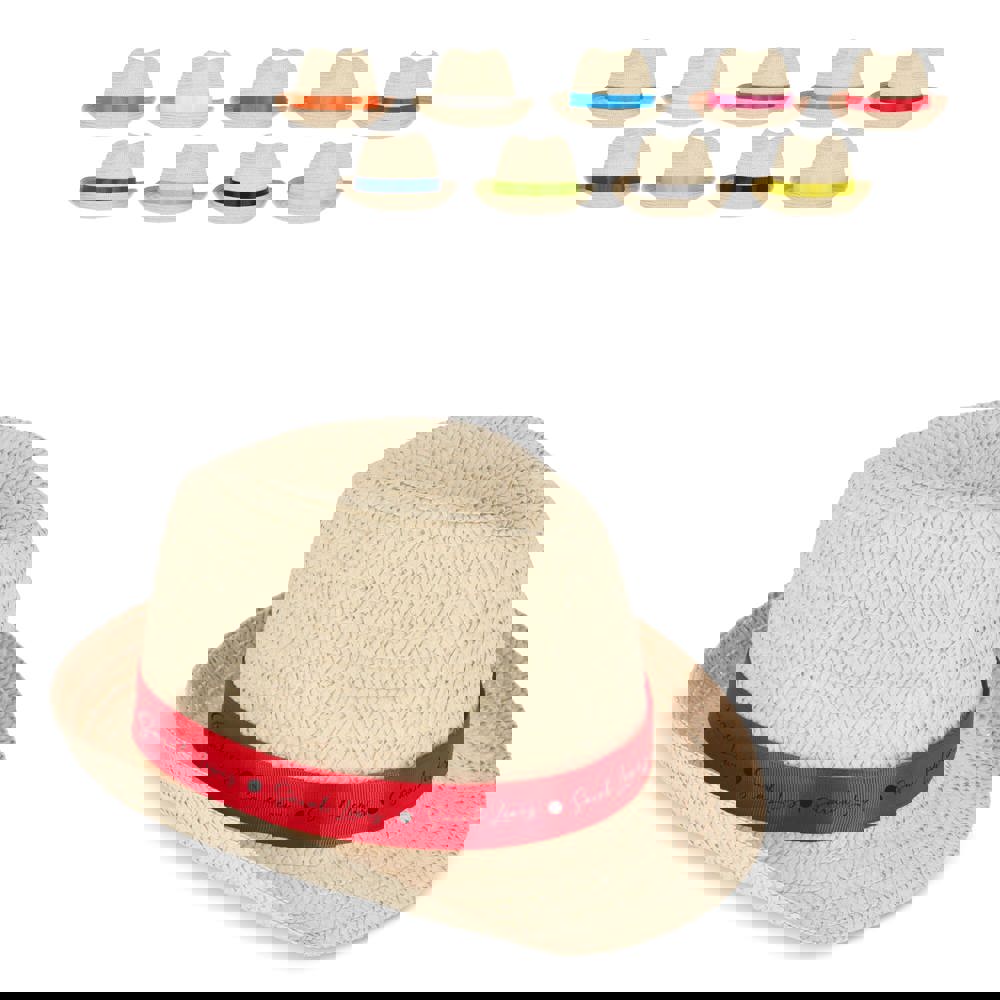 Strohoed met gekleurde band