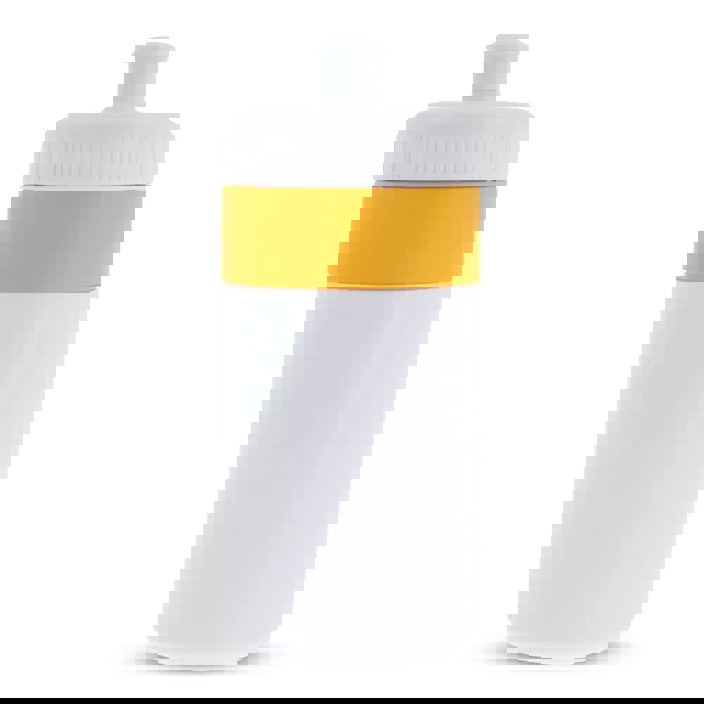 Sportbidon met rand 500ml - Wit / Geel