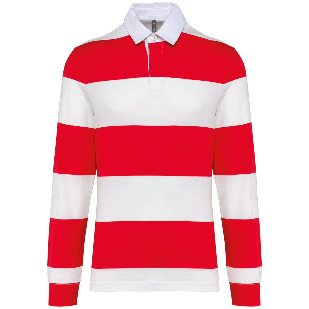 K285 - Gestreepte uniseks polo lange mouwen - Red / White Stripes