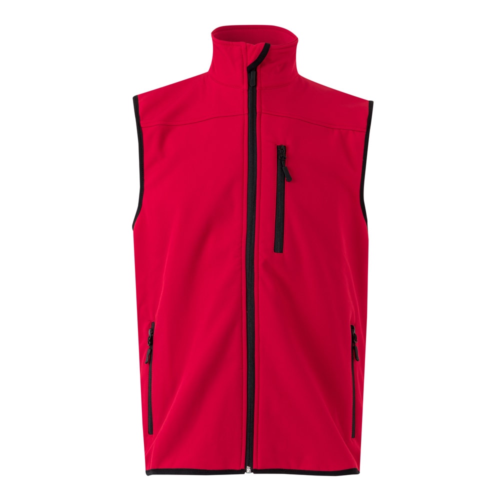 VL VARUNA. Softshell vest (280g/m²), met polaire voering, van polyester (94%) en elastaan (6%) - Rood