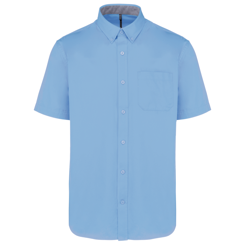 K587 - Katoenen herenoverhemd met korte mouwen "Ariana" - Sky Blue