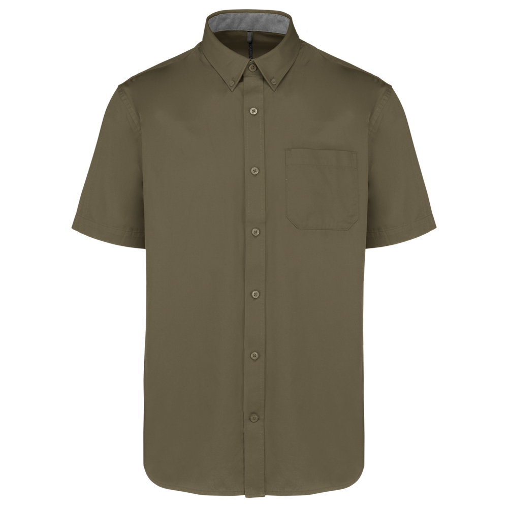 K587 - Katoenen herenoverhemd met korte mouwen "Ariana" - Light Khaki