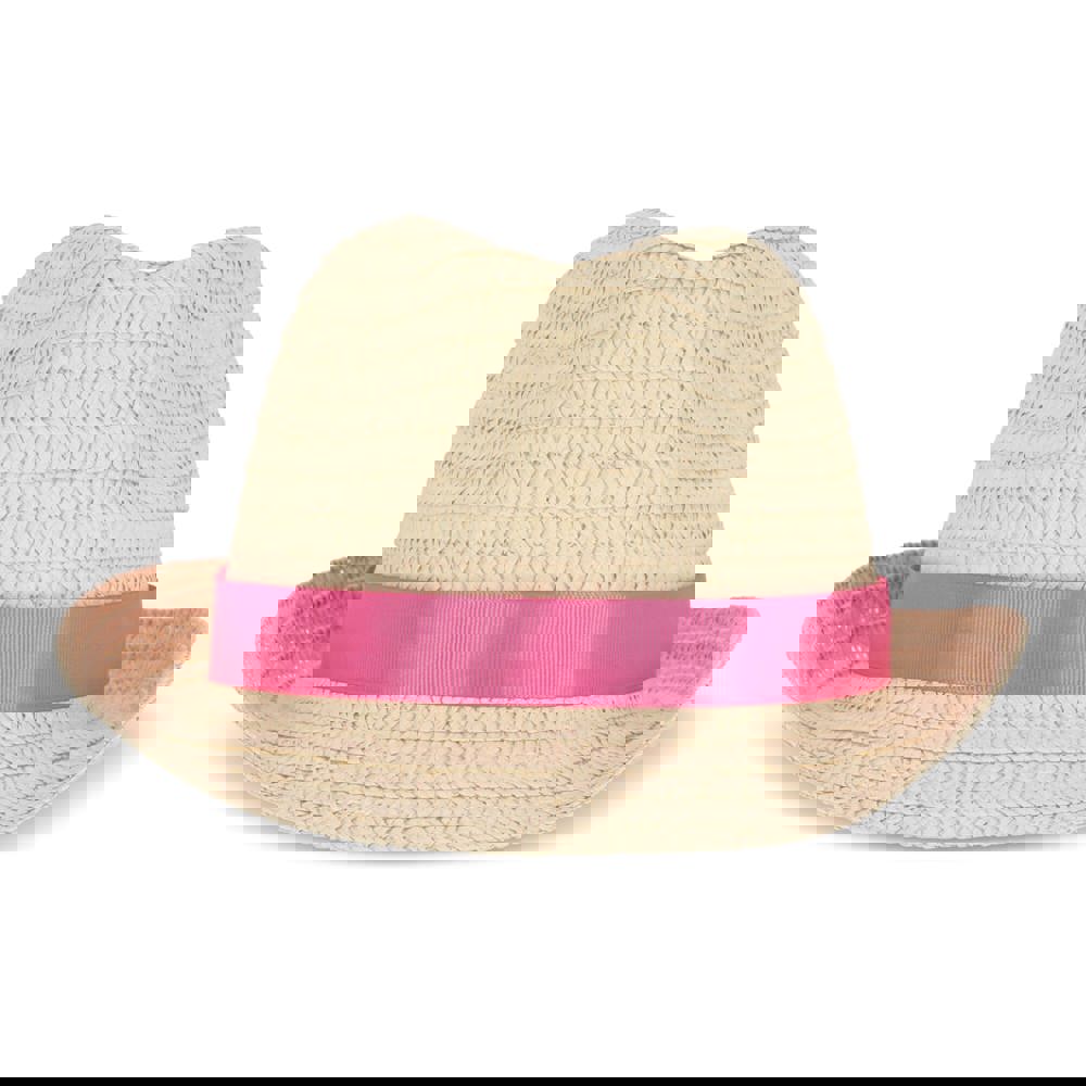 Strohoed met gekleurde band