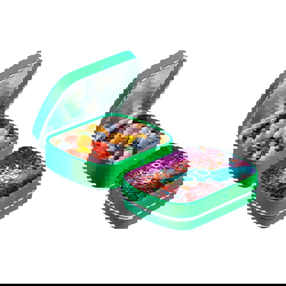 Mini scharnierblikje met snoep