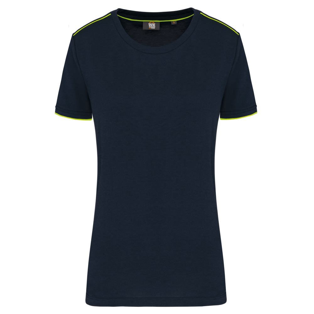 WK3021 - Dames-t-shirt Day To Day korte mouwen - Navy / Fluorescent Yellow