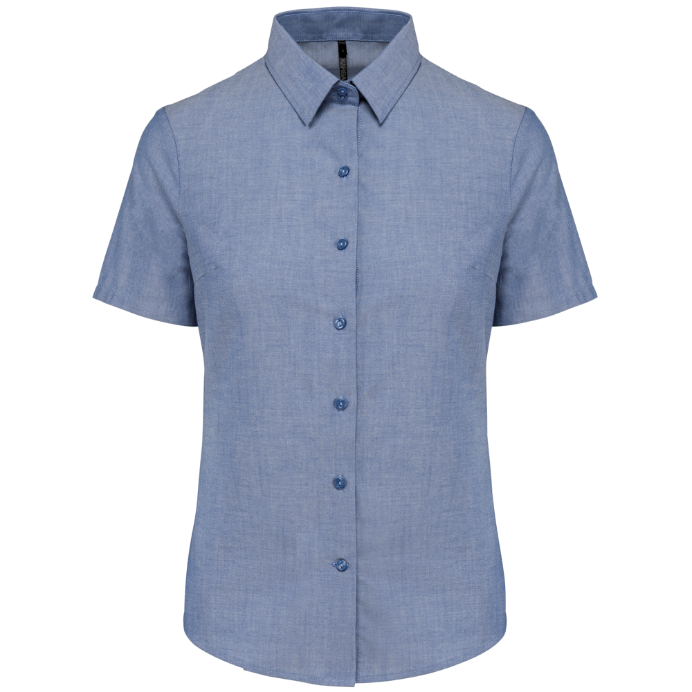 - Dames Oxford blouse korte mouwen - Oxford Cobalt Blue
