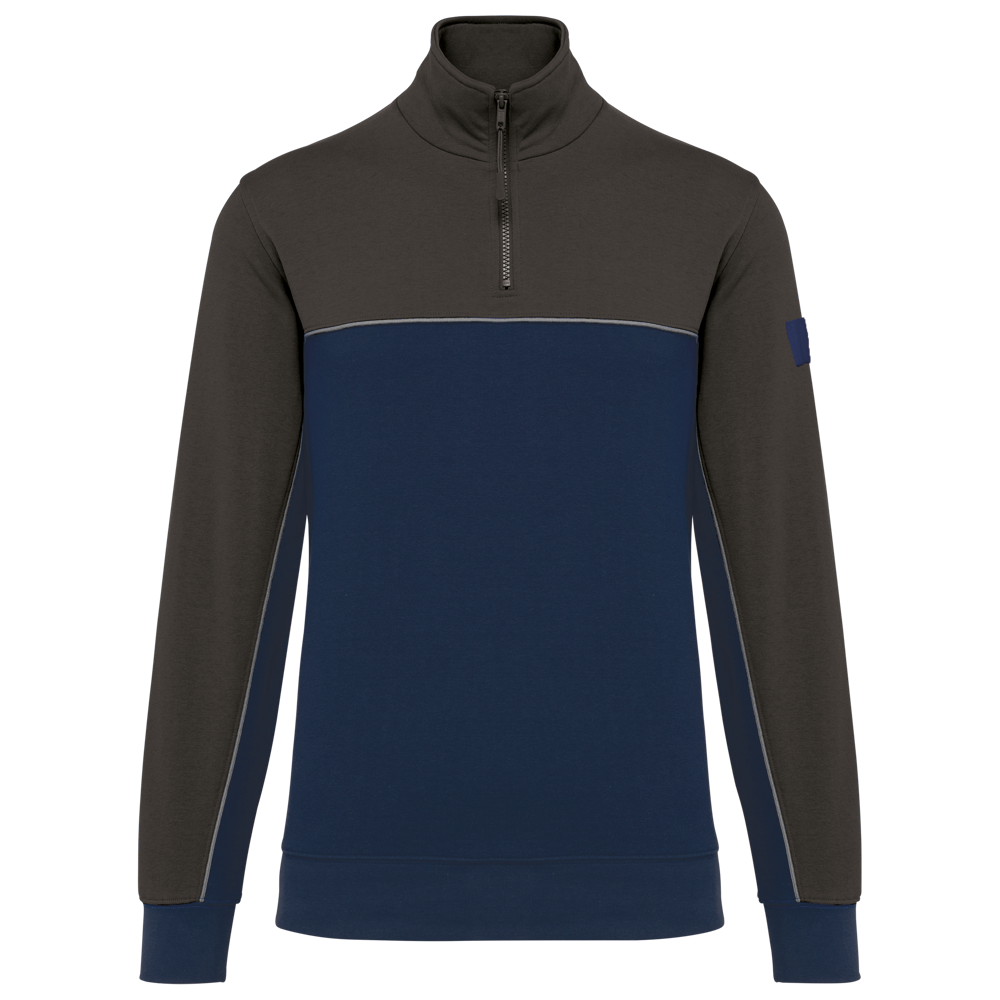 WK404 - Ecologische uniseks sweater met ritskraag - Navy / Dark Grey