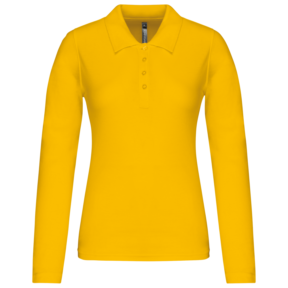 - Piqué-damespolo lange mouwen - Yellow