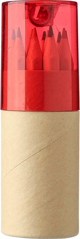 ABS en kartonnen koker met potloden Terrence - Rood