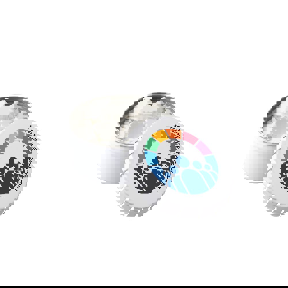 Hoog mini clic-clac blikje met vorm pepermunt - Wit