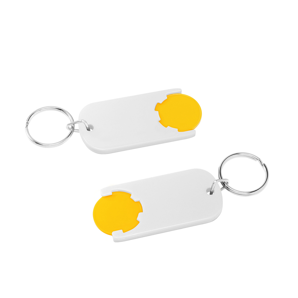 Chiphouder met winkelwagenmuntje 1€ "Alpha" - geel/wit