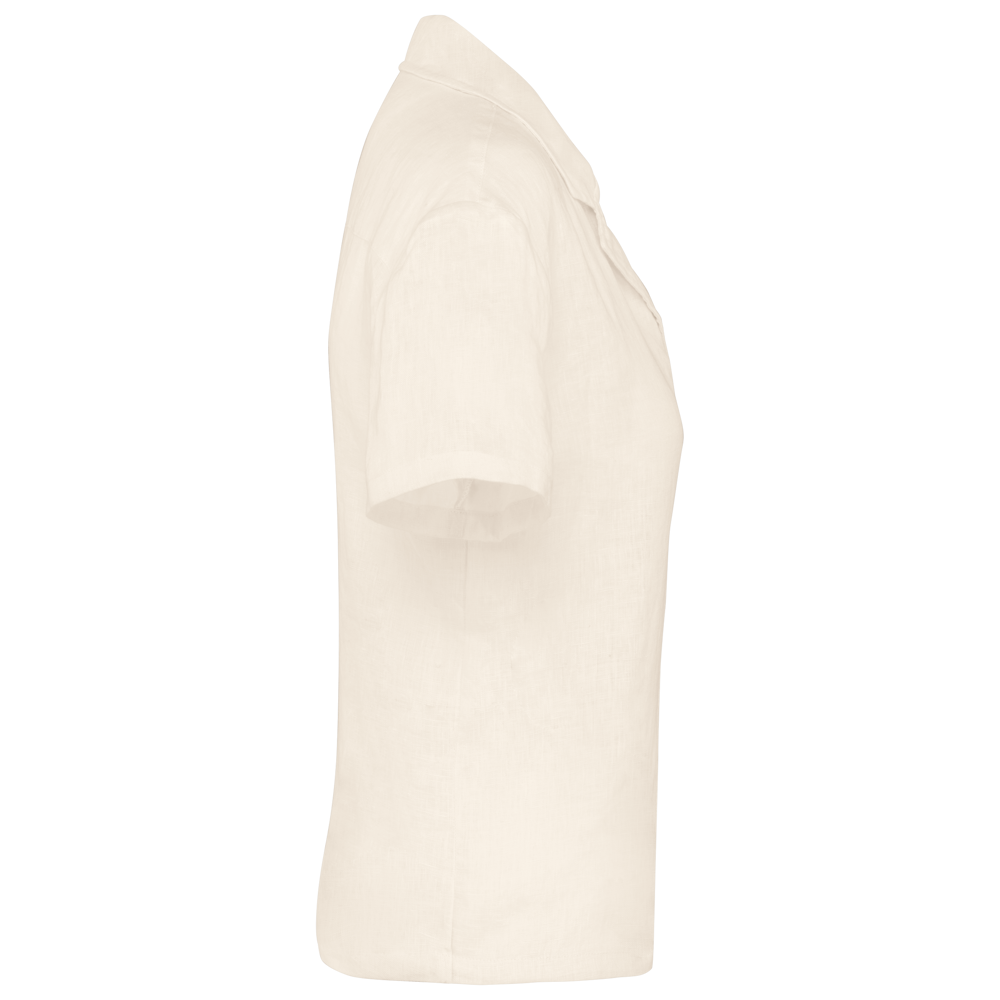 SP523 - Damesoverhemd met korte mouwen en bowlingkraag in linnen