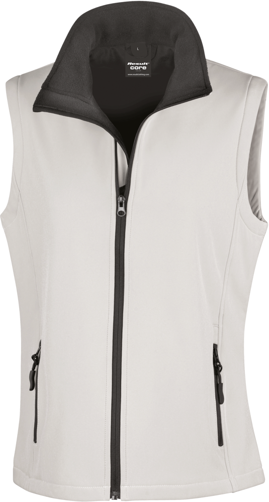 R232F - Core Ladies Printable Softshell Bodywarmer - White / Black