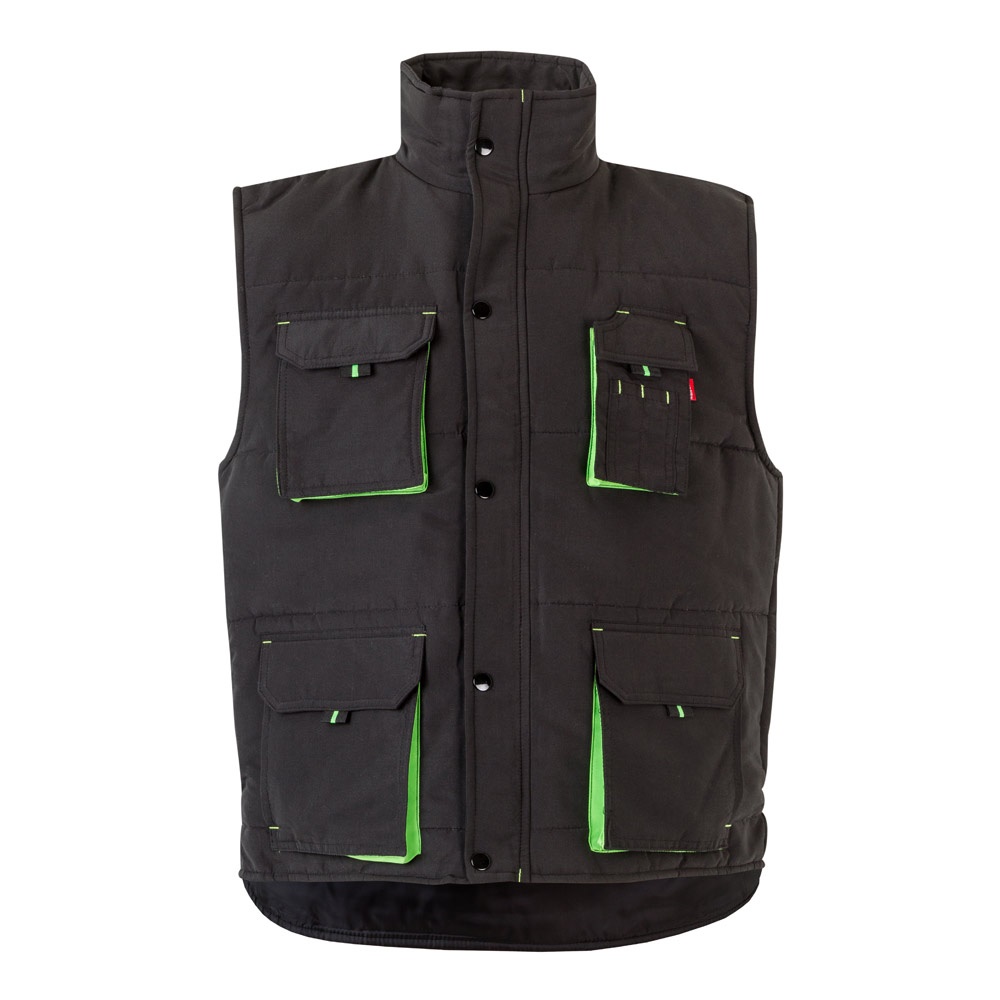 VL NERGAL. Gewatteerd vest, tweekleurig, met meerdere zakken (120g/m²), van polyester (100%) - Zwart, Groen