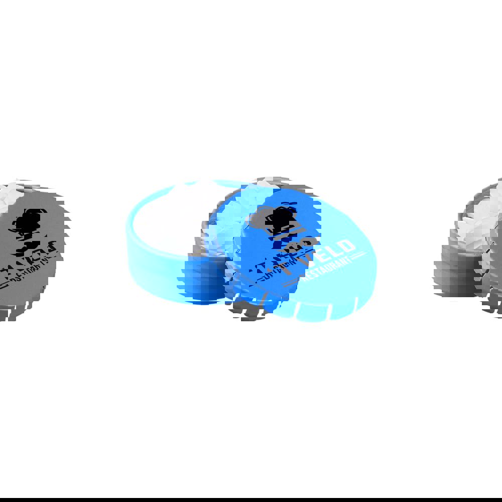 Super mini clic-clac blikje gevuld met pepermunt - Kobalt