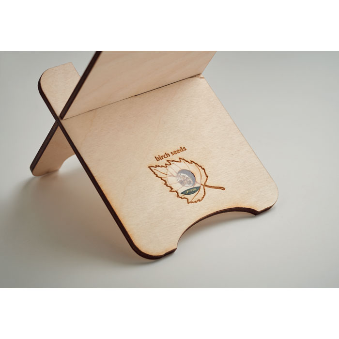 GROUW STAND - Dennenhouten telefoonhouder