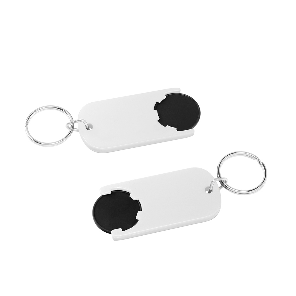 Chiphouder met winkelwagenmuntje 1€ "Alpha" - zwart/wit