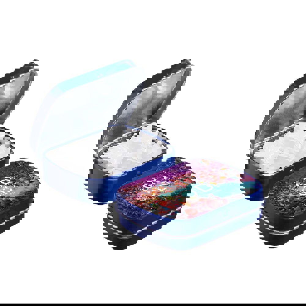 Mini scharnierblikje met vorm pepermunt - Blauw