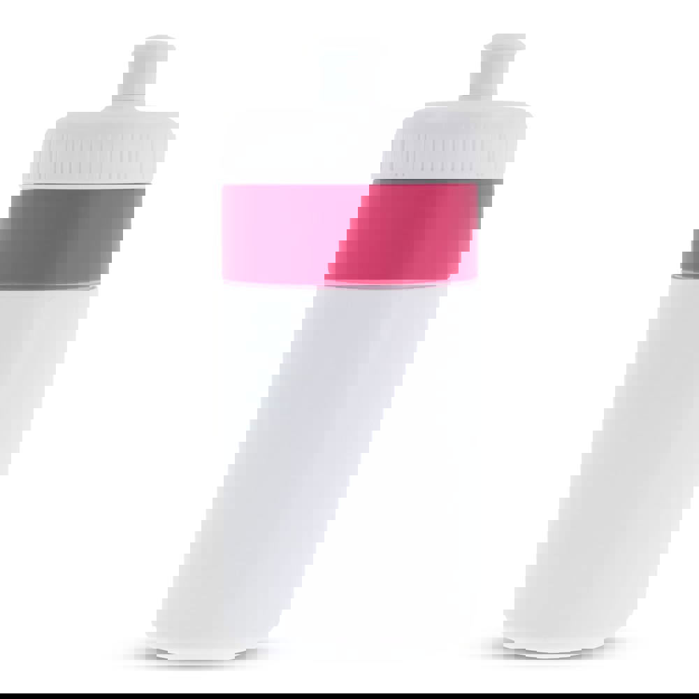 Sportbidon met rand 500ml - Wit / Roze