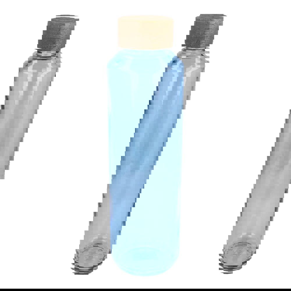 InSideOut Gerecyclede glazen Waterfles ReuuZ met houten dop 650 ml - Transparant / Lichtblauw