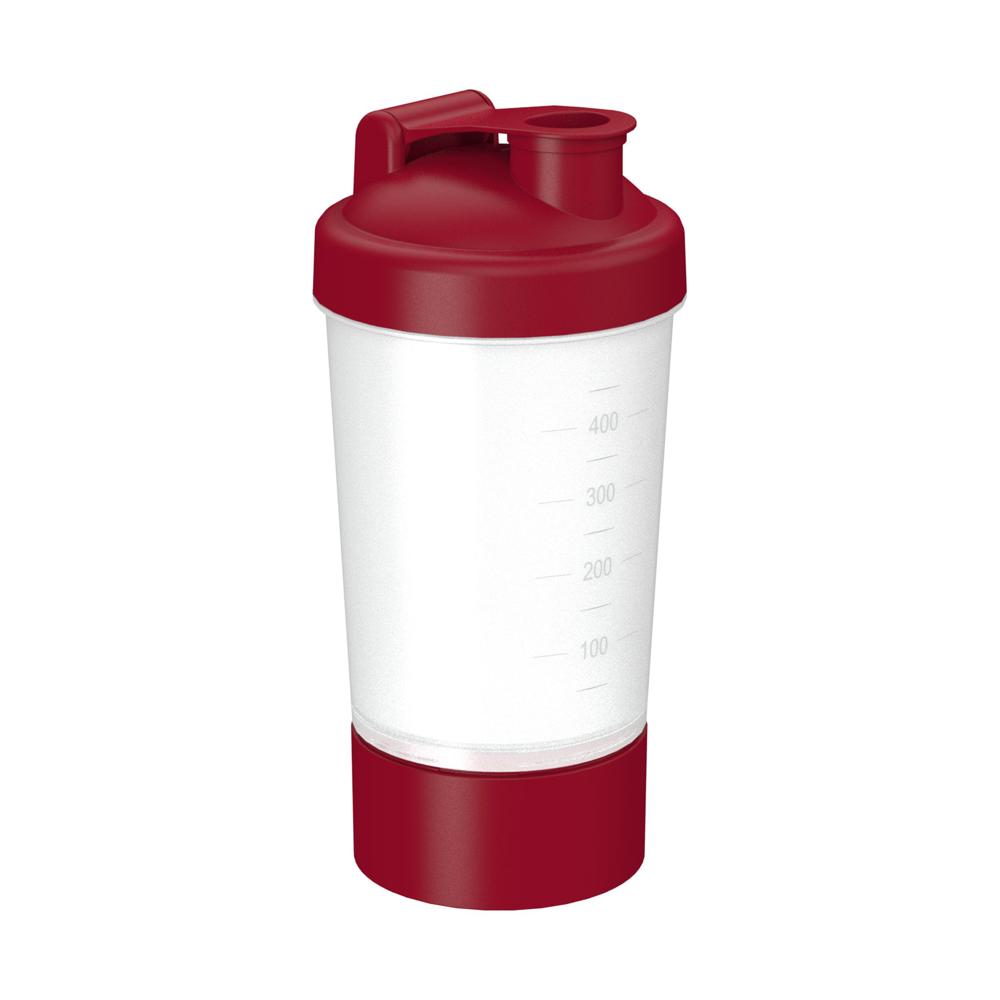 Shaker "Proteïne", Per 1, 0,40 l - Transparant/standaard rood