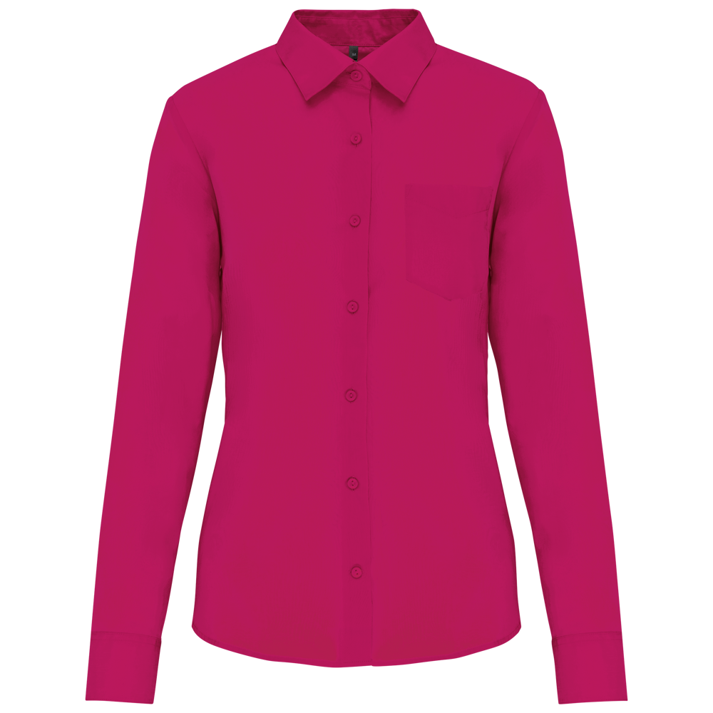 - Overhemd in onderhoudsvriendelijk polykatoen-popeline dames - fuchsia