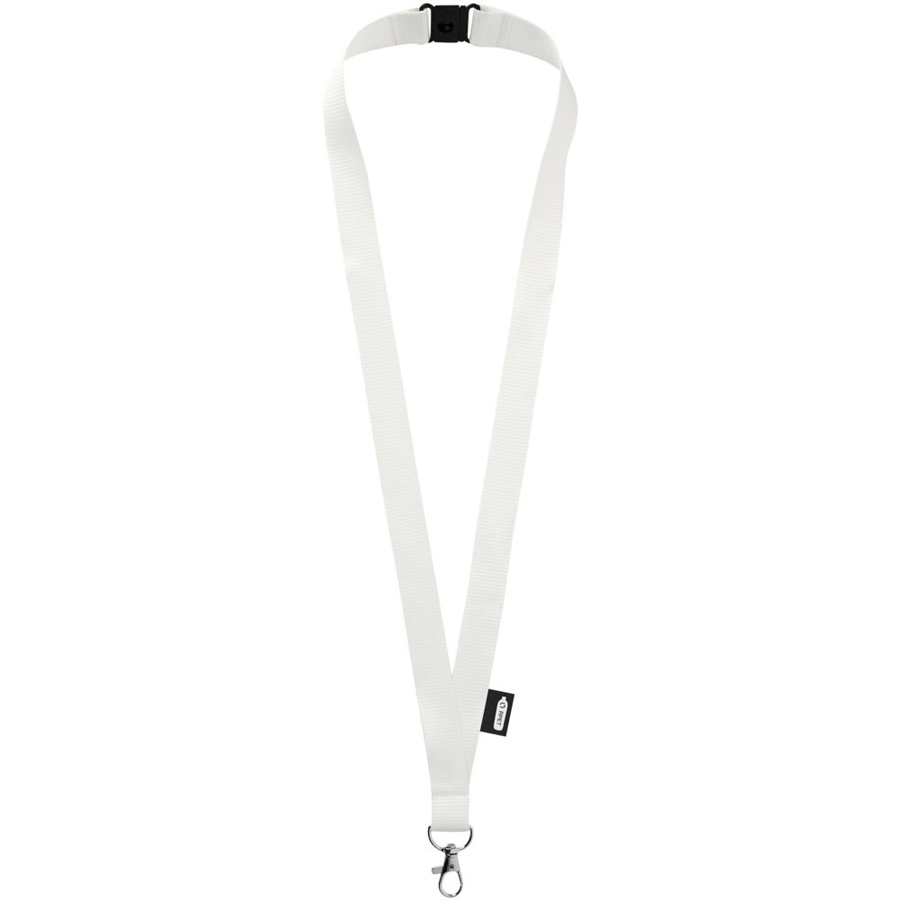 Tom gerecyclede PET lanyard met veiligheidssluiting - wit