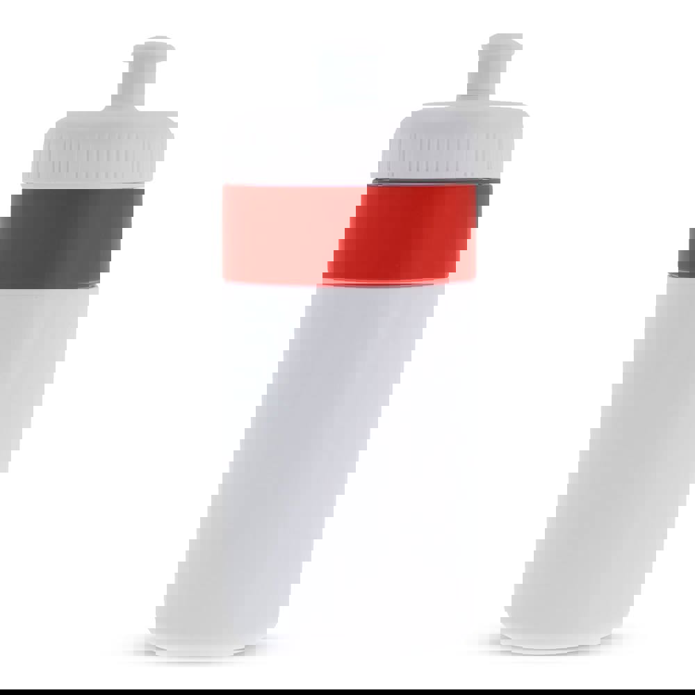 Sportbidon met rand 500ml - Wit / Rood