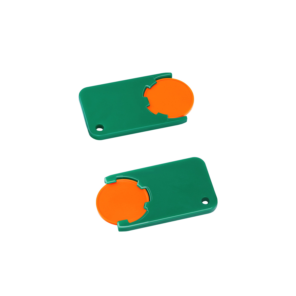 Chiphouder met winkelwagenmuntje 1€ "Beta" - oranje/groen