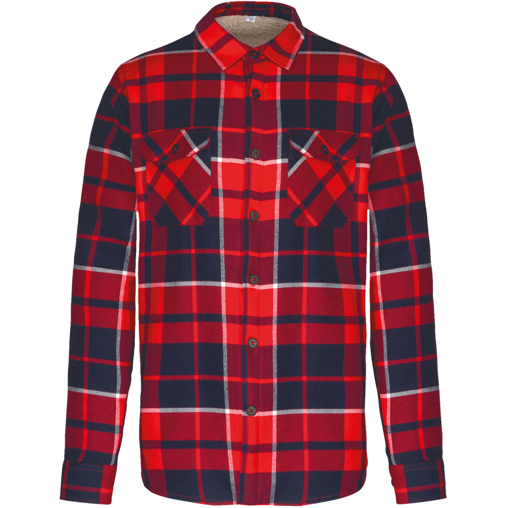K579 - Geruit overshirt met sherpavoering - Red / Navy checked