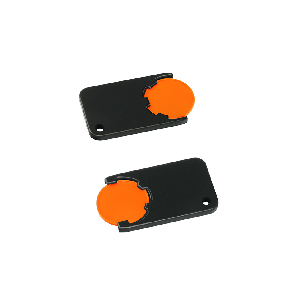 Chiphouder met winkelwagenmuntje 1€ "Beta" - oranje/zwart
