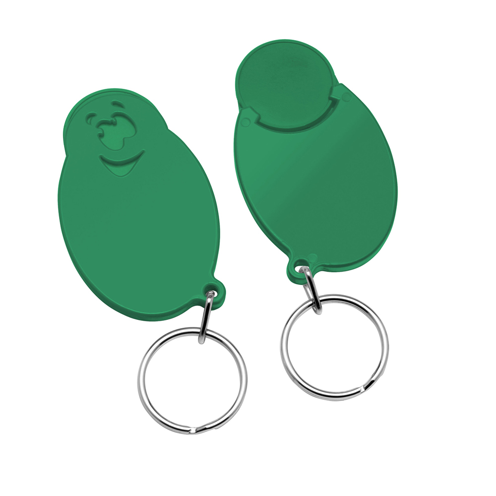 Chiphouder met winkelwagenmuntje 1€ "gezicht" - groen/groen