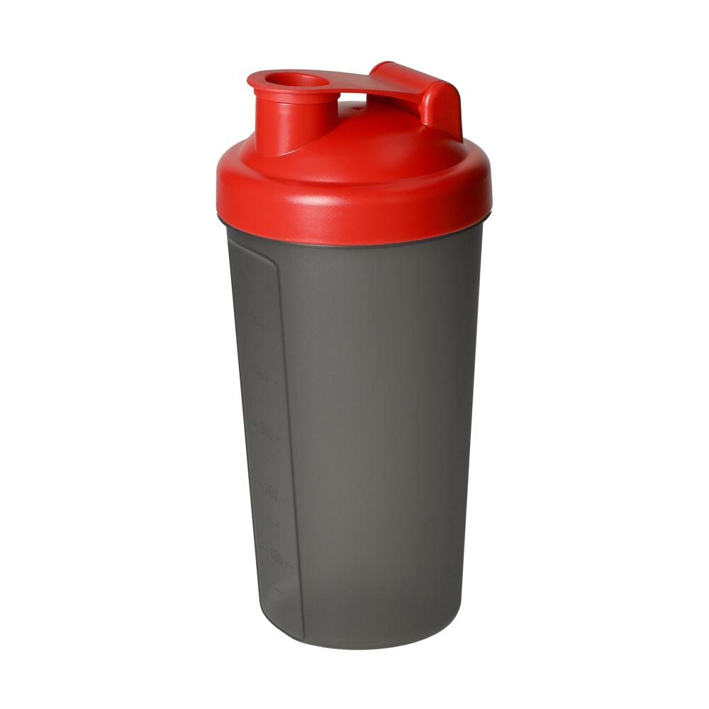 Shaker "Proteïne", 0,60 l - standaard rood/doorschijnend grijs