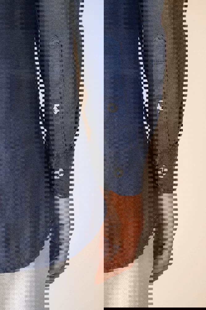 SP507 - Verwassen linen herenoverhemd met maokraag