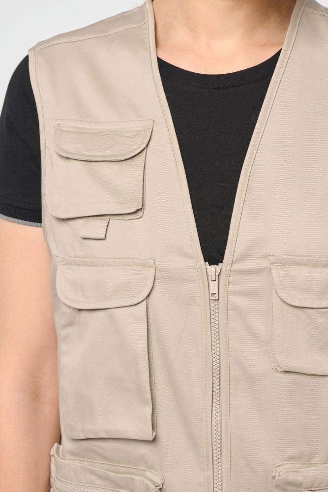 WK609 - Gevoerde unisex bodywarmer van polykatoen multizakken