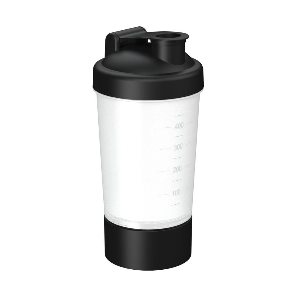 Shaker "Proteïne", Per 1, 0,40 l - Transparant/zwart