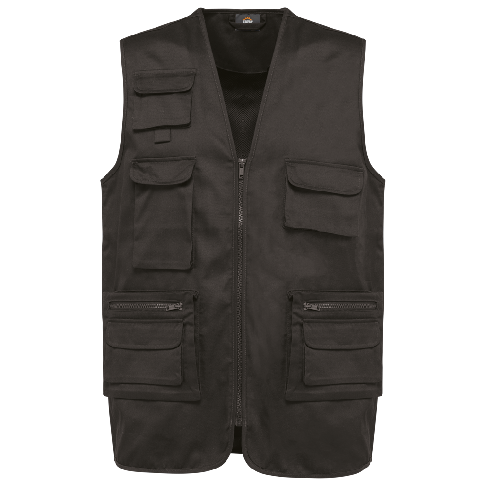 WK609 - Gevoerde unisex bodywarmer van polykatoen multizakken - Dark Grey