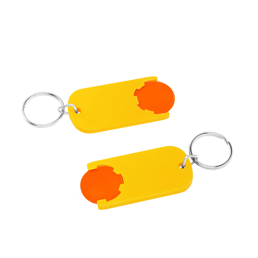 Chiphouder met winkelwagenmuntje 1€ "Alpha" - oranje/geel