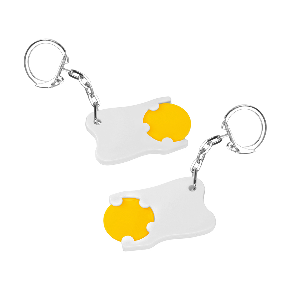 Chiphouder met winkelwagenmuntje 1€ "tand" - geel/wit