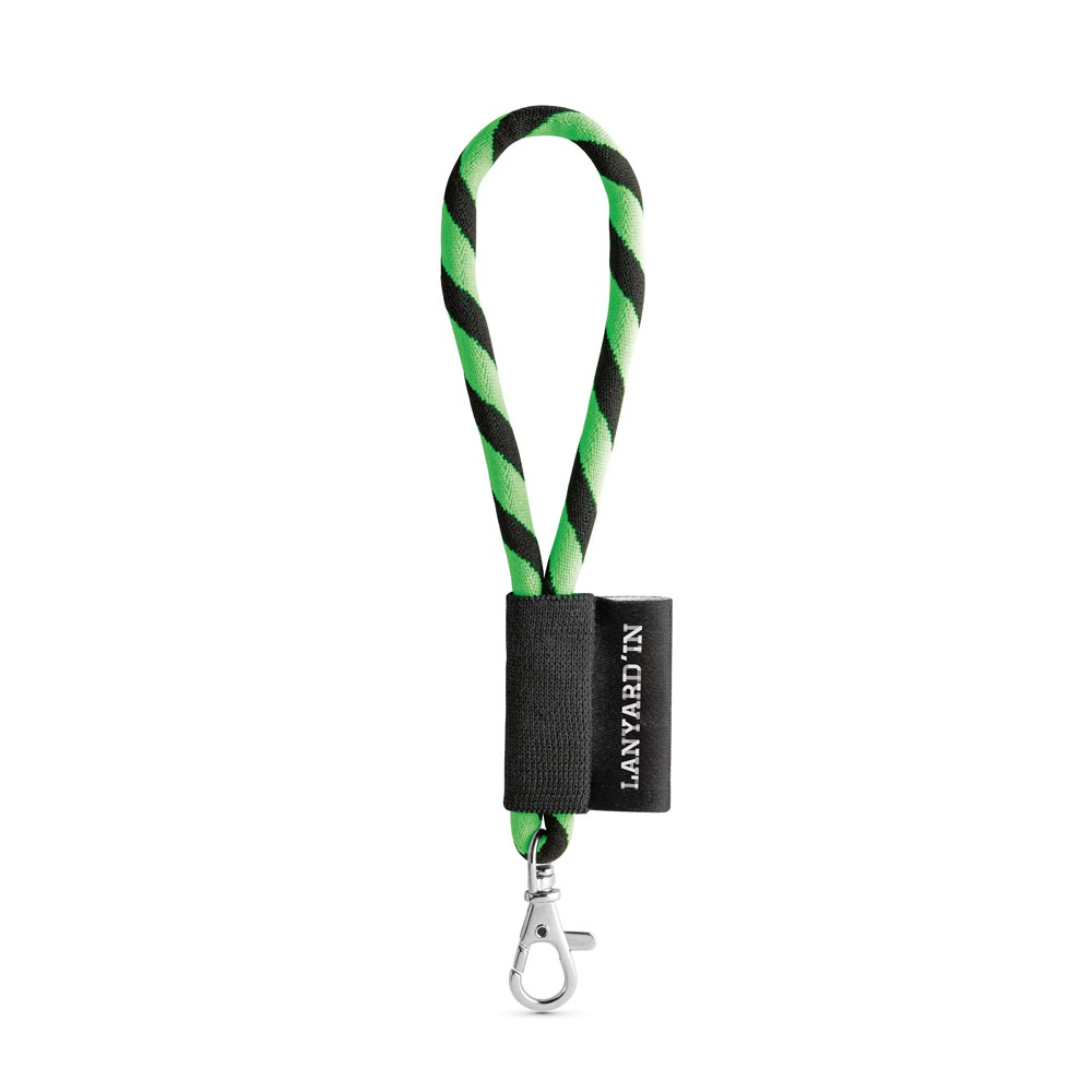 75090. Set met korte lanyardbuis (Ø 7 mm) en karabijnhaak met 9 mm sluiting - Hexachrome groen, Zwart
