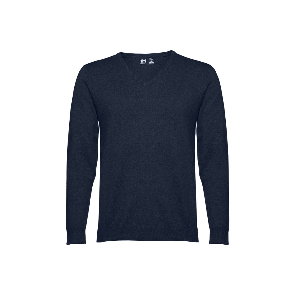 THC MILAN. Pullover met V-hals voor heren in katoen en polyamide - Marineblauw