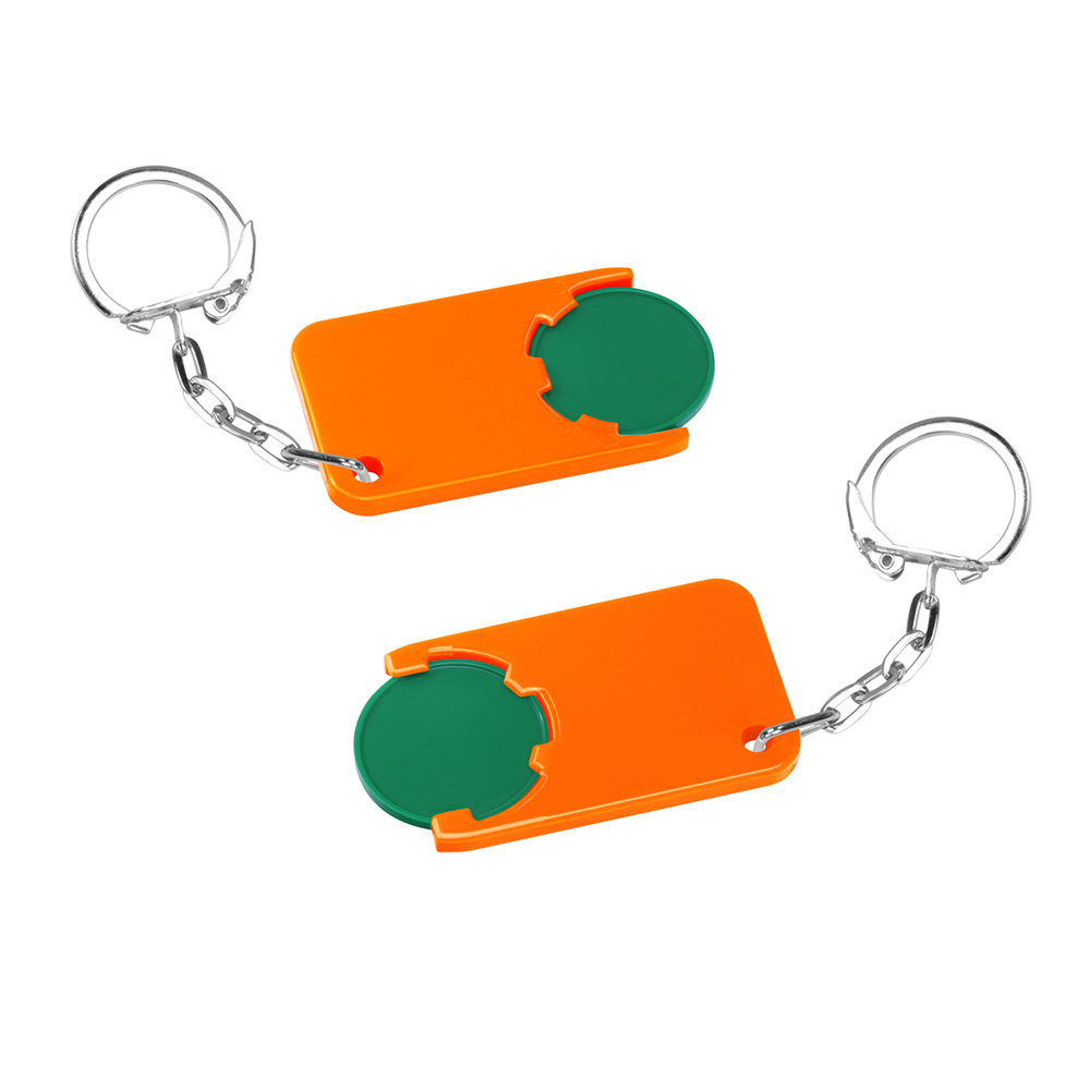 Chiphouder met winkelwagenmuntje 1€ "Beta" - groen/oranje