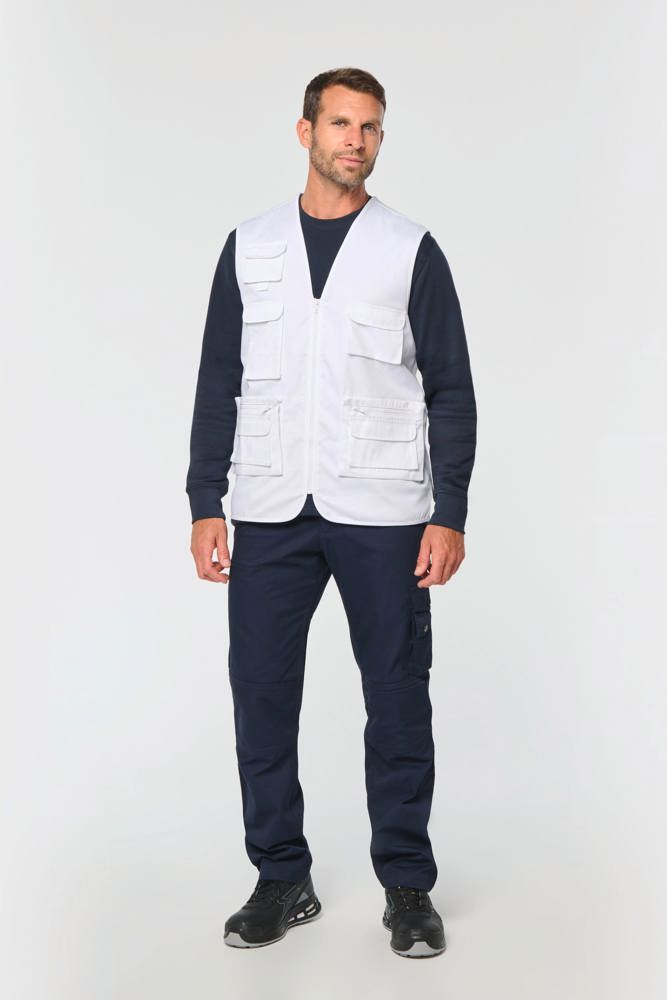 WK609 - Gevoerde unisex bodywarmer van polykatoen multizakken